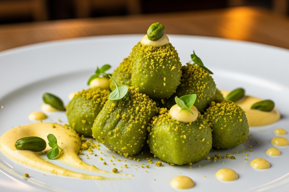 gnocchi pistacchio e salsa aioli