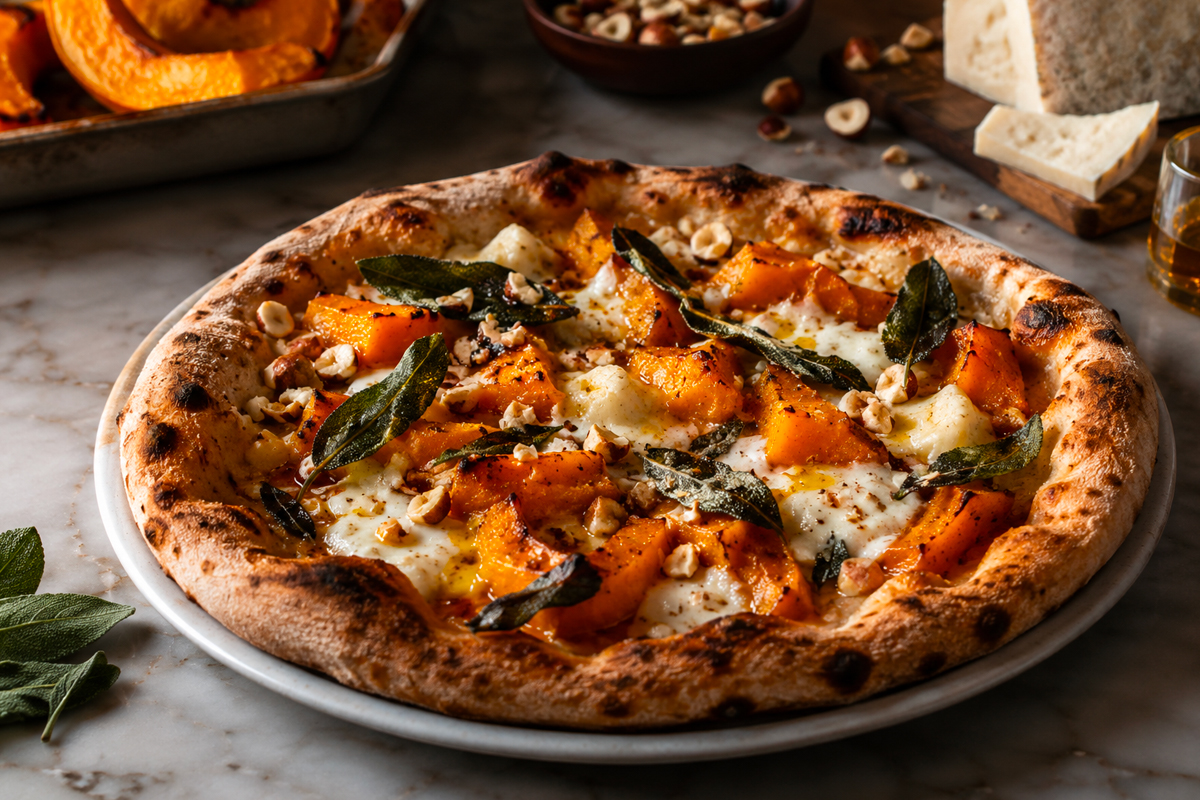 pizza zucca taleggio salvia e noci